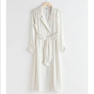 NWT Belted Padded Shoulder Cupro Midi Dress